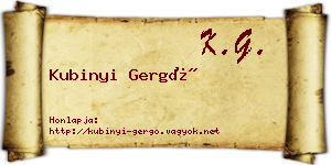 Kubinyi Gergő névjegykártya