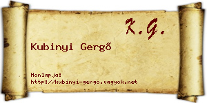 Kubinyi Gergő névjegykártya